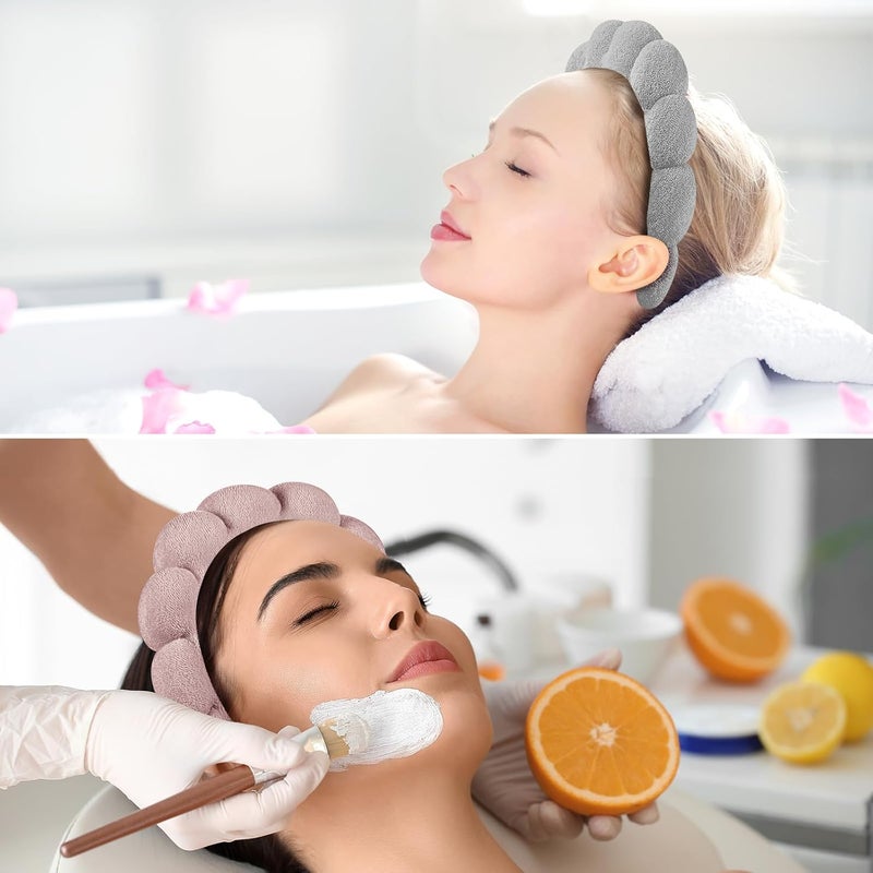 Ztomine Store Spa Headbands for Washing Face or Facial, Set of 2 Skincare Headbands, Terry Cloth Headband Wash Combo Pack - Puffy Makeup Washing, Mask, Skin Treatment - Image 5