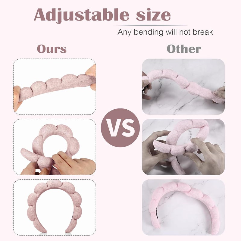 Ztomine Store Spa Headbands for Washing Face or Facial, Set of 2 Skincare Headbands, Terry Cloth Headband Wash Combo Pack - Puffy Makeup Washing, Mask, Skin Treatment - Image 4