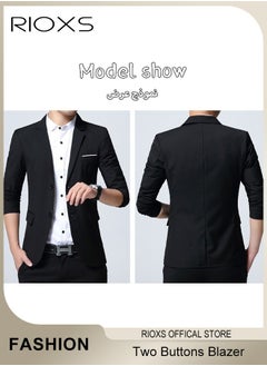 RIOXS Men's Formal Long Sleeve Blazer Jacket, Two Buttons Slimming Casual Blazer Coat With Two Side Pockets, Men's Blazer Suit For Business Wedding Prom Dinner  - Image 2