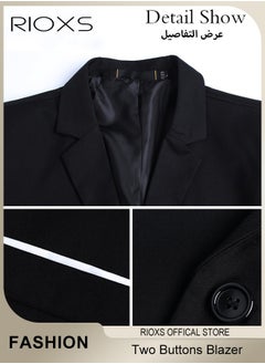 RIOXS Men's Formal Long Sleeve Blazer Jacket, Two Buttons Slimming Casual Blazer Coat With Two Side Pockets, Men's Blazer Suit For Business Wedding Prom Dinner  - Image 3