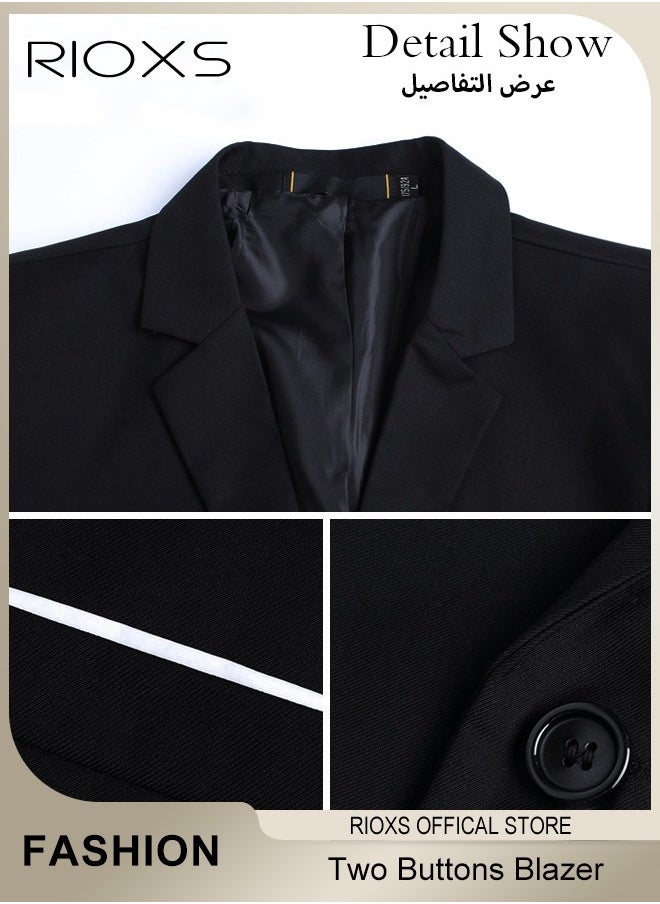 RIOXS Men's Formal Long Sleeve Blazer Jacket, Two Buttons Slimming Casual Blazer Coat With Two Side Pockets, Men's Blazer Suit For Business Wedding Prom Dinner  - Image 3