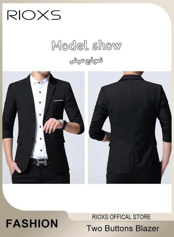 RIOXS Men's Formal Blazer, Slim Fit Two Button Classic Blazer Jackets With Two Side Pockets,  Lightweight Suit Jacket with Full Polyester Lining, Men's Blazer Suit Perfect for Everyday, Business, Office, Dating, Parties and Wedding, Black - Image 3
