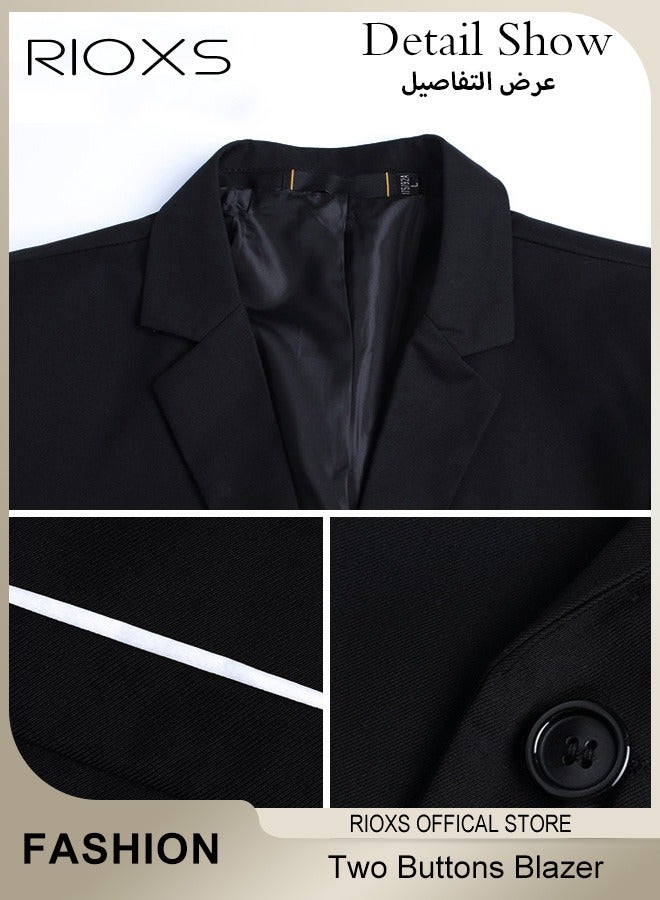 RIOXS Men's Formal Blazer, Slim Fit Two Button Classic Blazer Jackets With Two Side Pockets,  Lightweight Suit Jacket with Full Polyester Lining, Men's Blazer Suit Perfect for Everyday, Business, Office, Dating, Parties and Wedding, Black - Image 4