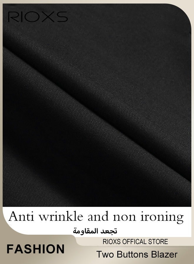 RIOXS Men's Formal Blazer, Slim Fit Two Button Classic Blazer Jackets With Two Side Pockets,  Lightweight Suit Jacket with Full Polyester Lining, Men's Blazer Suit Perfect for Everyday, Business, Office, Dating, Parties and Wedding, Black - Image 5