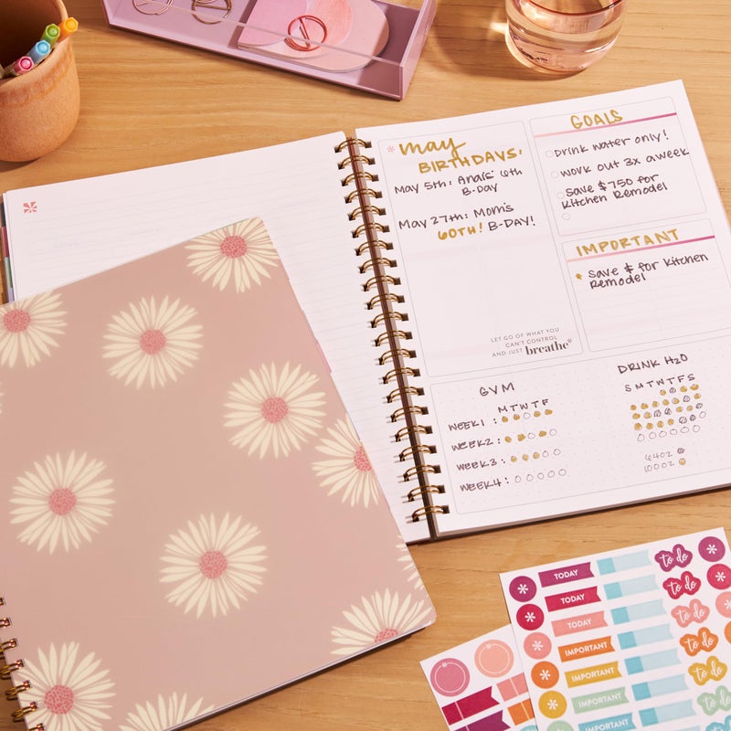Erin Condren Inspired by Erin Condren Large Undated Planner, 12-Month Customizable Weekly and Monthly Layout, 9" x 11" Size, Premium 100gsm Paper, Includes Stickers and Pocket Folder - Image 2