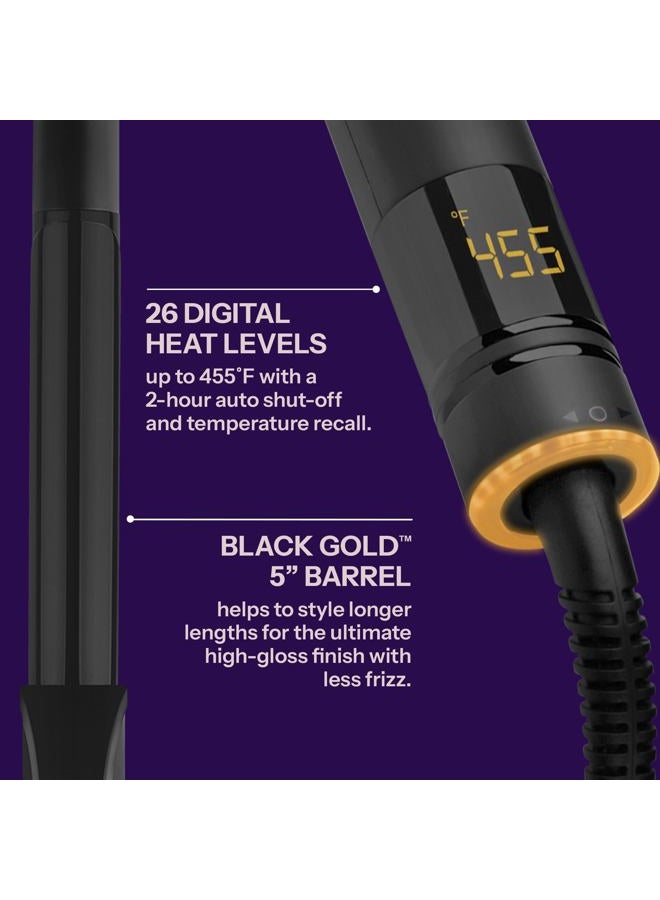 Hot Tools مكواة تجعيد الشعر الرقمية السوداء الذهبية للمحترفين | تجعيد كامل طويل الأمد وأمواج محددة، (1 بوصة) - Image 4