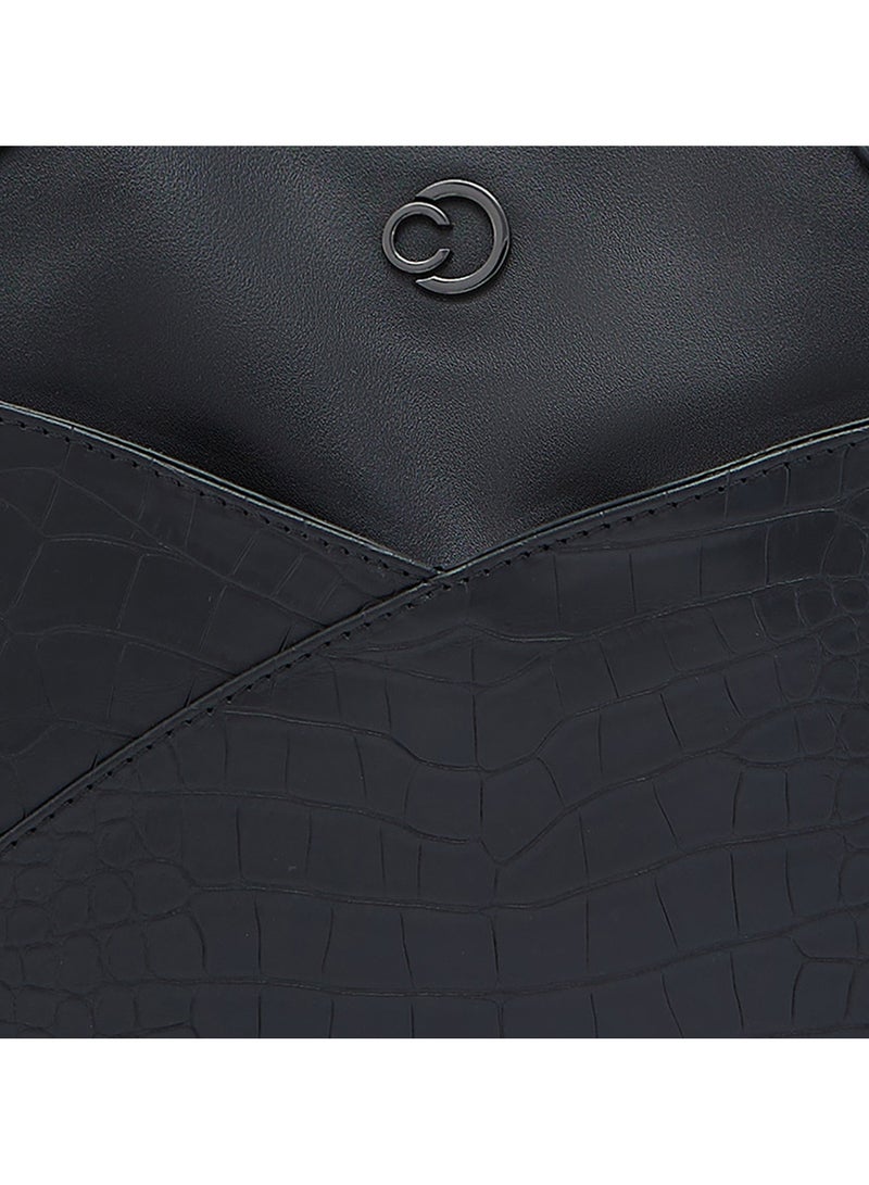 كابريس كابريزي حقيبة يد كابو كروكو من الجلد الصناعي الأسود كبيرة الحجم - Image 3