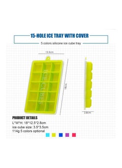 Silicone Ice Cube Trays With Lids Square Ice Cube Molds Of 15 Ice Cubes Maker Mold For Ice Cream Party Cocktail Whiskey Chocolate Cube Baking Mold Easy Release Lake blue 18.5*3*13cm