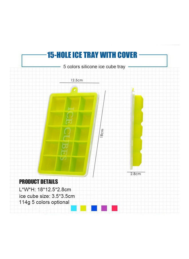 Generic - Silicone Ice Cube Trays With Lids Square Ice Cube Molds Of 15 Ice Cubes Maker Mold For Ice Cream Party Cocktail Whiskey Chocolate Cube Baking Mold Easy Release Lake blue 18.5*3*13cm - Image 1