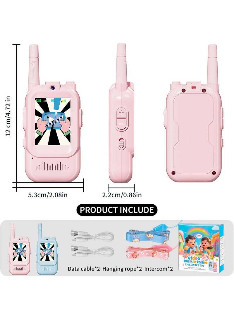 ACLIX Face-to-Face Video Walky Talkiy for Kids – 2 Pack Rechargeable Video Intercom Toys with LCD Screen & Front Camera, Real-Time Video Chat, No SIM Needed & No WiFi Required, Long-Range 20–40MHz Kids Walkiy Talkiyes for Indoor & Outdoor Adventures, Learning Communication Toys for Boys & Girls Ages 3–12, Blue & Pink, USB-Rechargeable, Durable ABS Build, Camping Gear, Birthday & Christmas Gift Set - Image 3