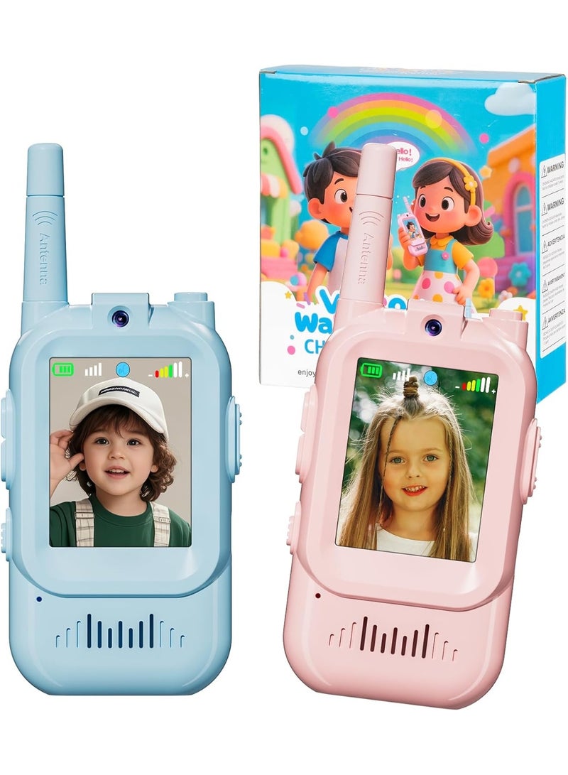 ACLIX Face-to-Face Video Walky Talkiy for Kids – 2 Pack Rechargeable Video Intercom Toys with LCD Screen & Front Camera, Real-Time Video Chat, No SIM Needed & No WiFi Required, Long-Range 20–40MHz Kids Walkiy Talkiyes for Indoor & Outdoor Adventures, Learning Communication Toys for Boys & Girls Ages 3–12, Blue & Pink, USB-Rechargeable, Durable ABS Build, Camping Gear, Birthday & Christmas Gift Set - Image 1