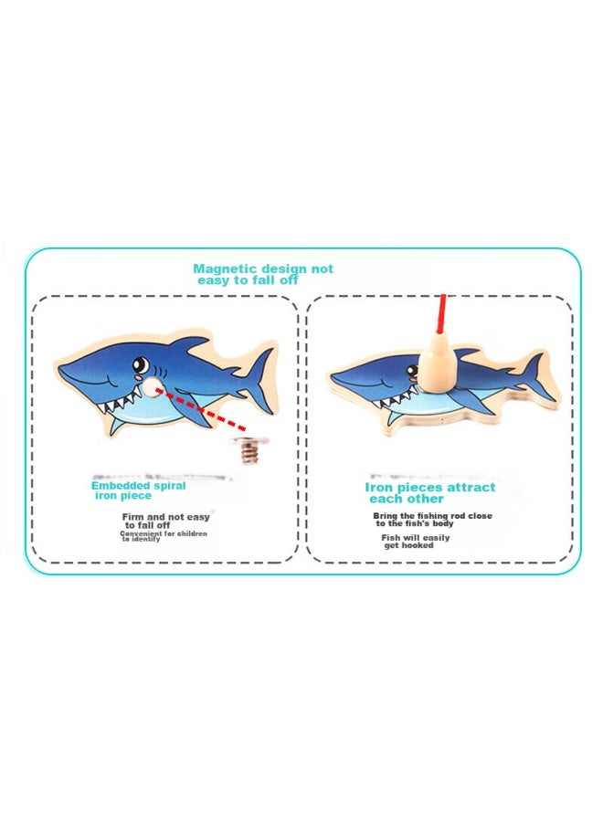 Babamama Wooden Fishing Toy Set With Magnetic Fishing Platform For Children's Early Education, Fishing Game Toy For Boys And Girls, Birthday Gift, 51 Fish Bucket Included - Image 3
