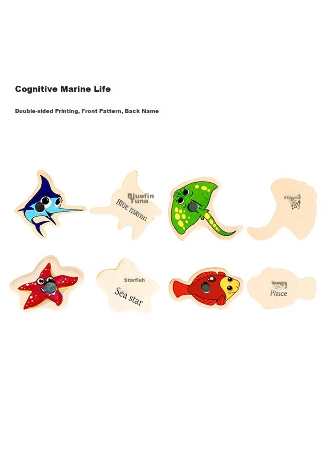 Babamama Wooden Fishing Toy Set With Magnetic Fishing Platform For Children's Early Education, Fishing Game Toy For Boys And Girls, Birthday Gift, 51 Fish Bucket Included - Image 4
