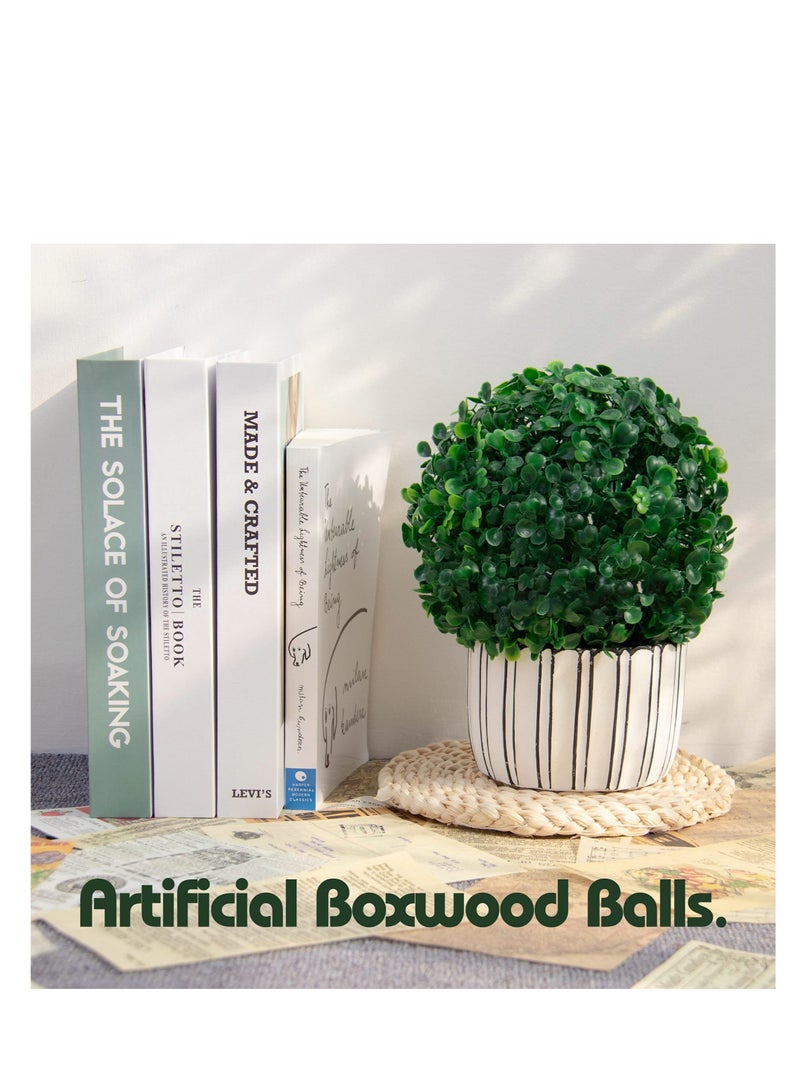 SOLARAE Artificial Boxwood Topiary Ball, 2 Pcs 20 CM Boxwood Plant Green Ball, for Table Decoration, Garden Wedding Decor - Image 3