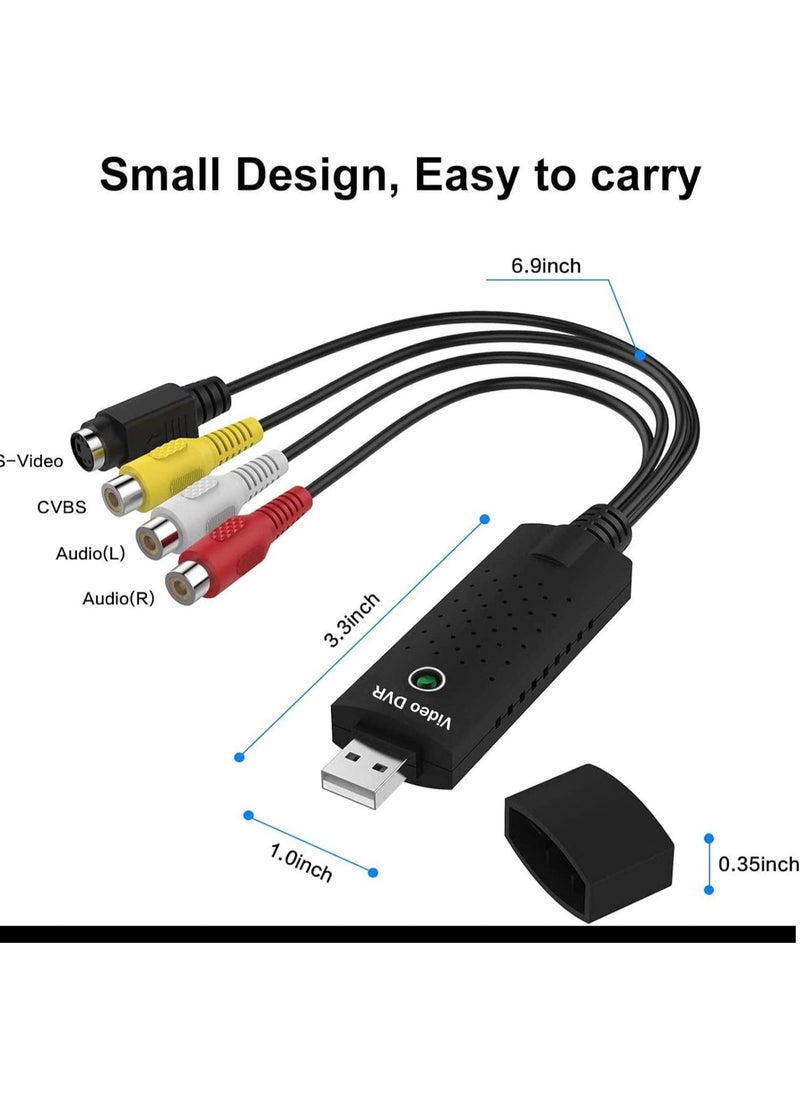 Generic - USB Video Capture Card for VHS Mini DV Hi8 DVD to Digital Converter Compatible with Mac PC Windows Android - Image 1