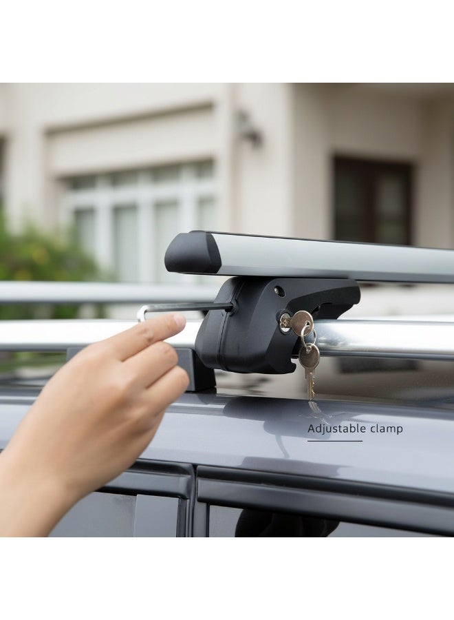Dunekart Universal Roof Cross Bars | Adjustable 51'' (129.5 cm) Length Lockable Aluminum Car Roof Rack with Mounting Clamps | Anti-Theft Design for SUVs & Vehicles (Silver-Black) - 2pcs - Image 4