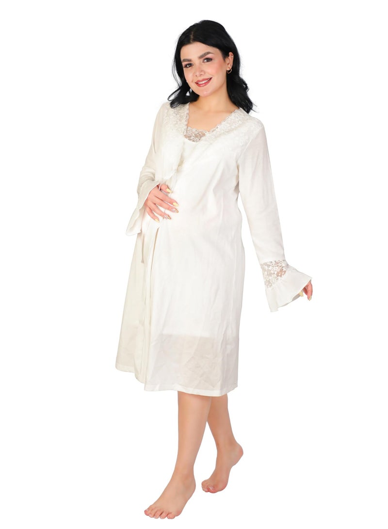 Dadoush Casual Nightgown for Pregnant Women - Nightgown and Robe Set for Pregnant Women by Daadoush - Image 2