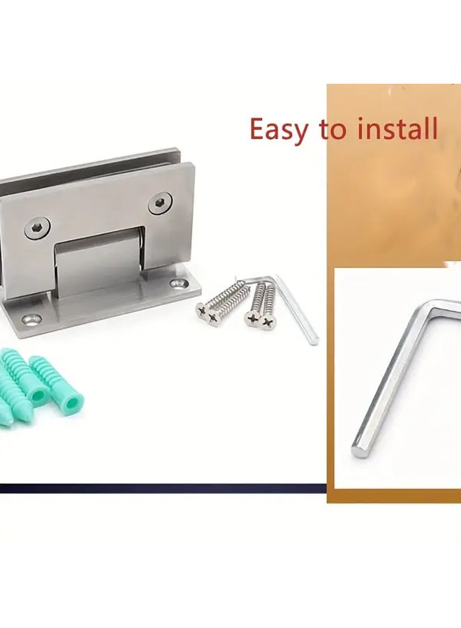 Stainless Steel 90 Degree Bathroom Door Clip Silvery Glass Hinge Shower Room Accessory - Image 5