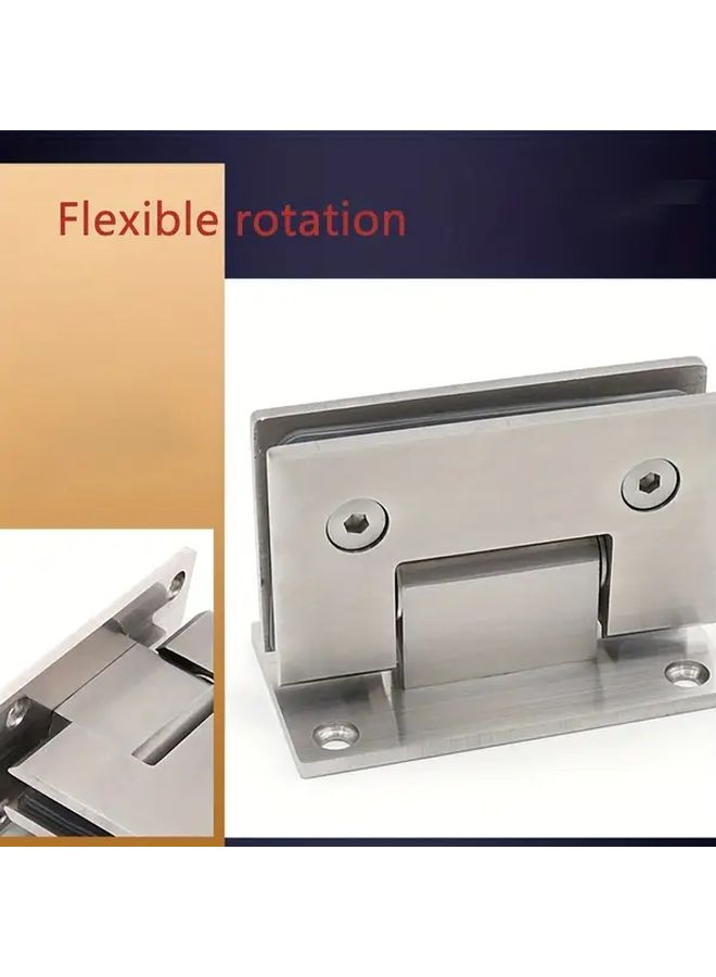 Stainless Steel 90 Degree Bathroom Door Clip Silvery Glass Hinge Shower Room Accessory - Image 4