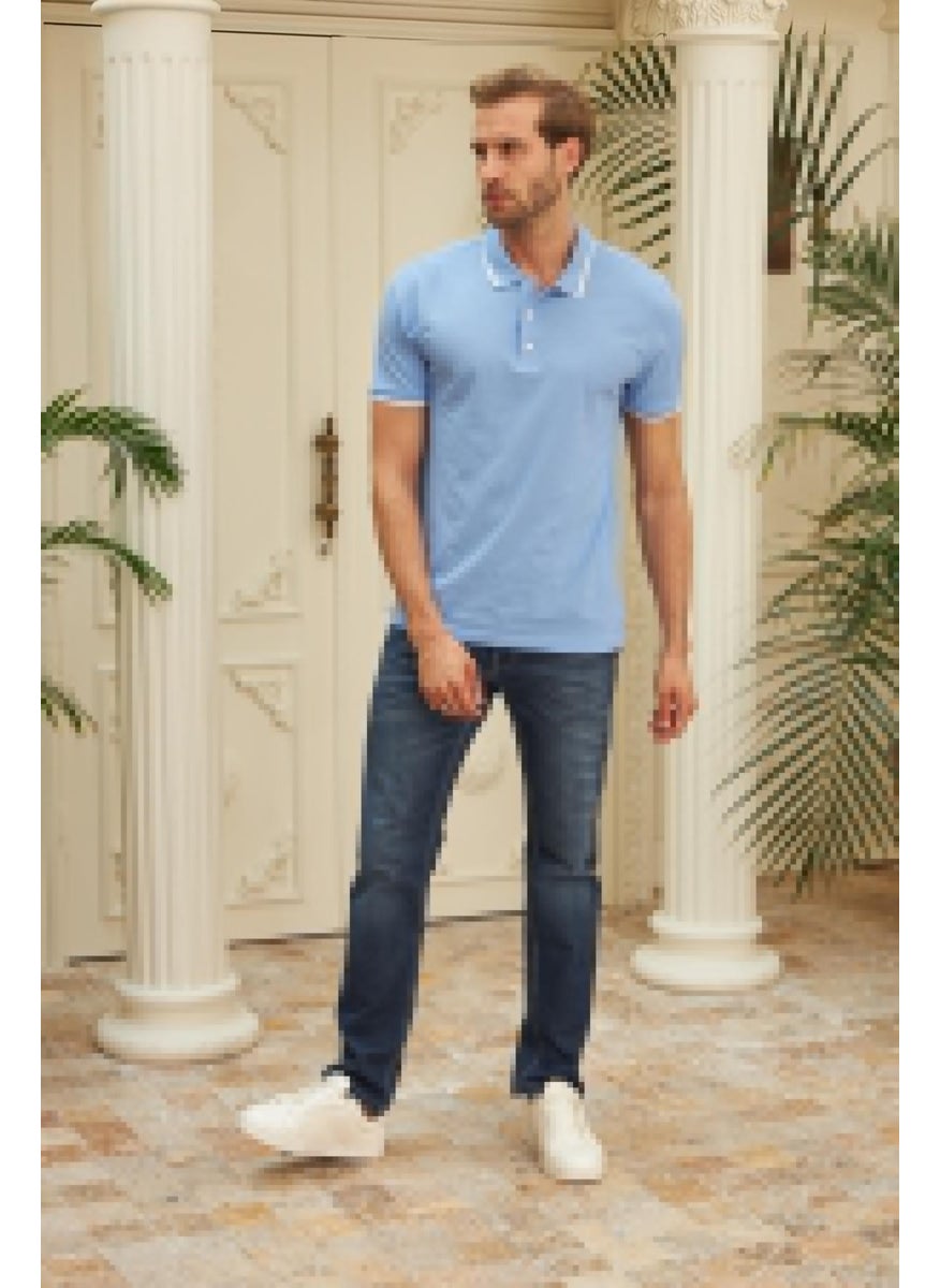 Men's Slim Fit Plain Polo Neck T-Shirt Blue - pzsku/Z5DF3C1C26C86CD30F18BZ/45/_/1728060459/e0bf470a-e3a0-4e4a-8ee5-c2e7dd459a4b