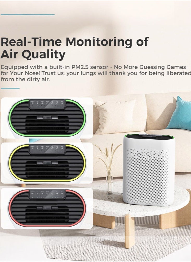 جوشبيرغ Air Purifiers for Home Large Room with Automatic Air Detection Cover 101m², Filter Layer Remove Dust, Pet Dander, Pollen for Home, Bedroom, Dorm Room  - Image 3