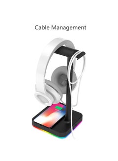 KAFRI Rgb Headphone Stand With Wireless Charger Desk Gaming Headset Holder Hanger Rack With 10W 7.5W Fast Charge Qi Wireless Charging Pad Suitable For Gamer Desktop Table Game Earphone Accessories  - Image 4