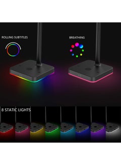 KAFRI Rgb Headphone Stand With Wireless Charger Desk Gaming Headset Holder Hanger Rack With 10W 7.5W Fast Charge Qi Wireless Charging Pad Suitable For Gamer Desktop Table Game Earphone Accessories  - Image 2