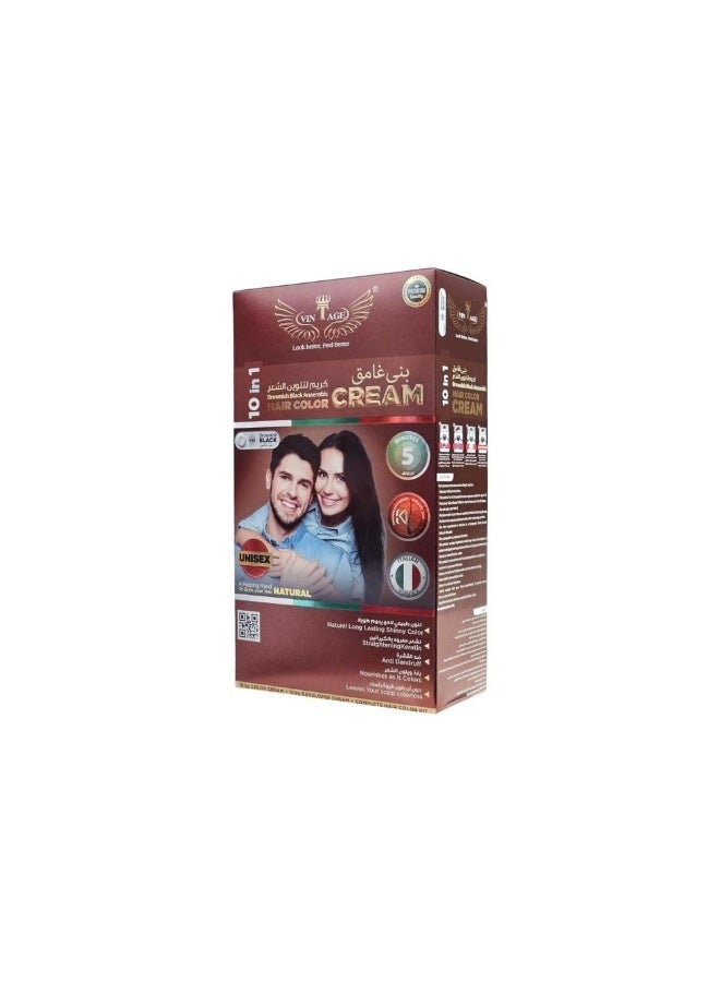 vintage Hair Colour Cream Dark Brown 10*1 Black Unisex 200ml - Image 3