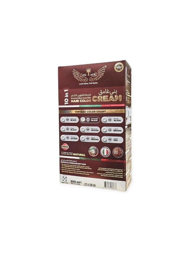 vintage Hair Colour Cream Dark Brown 10*1 Black Unisex 200ml - Image 2