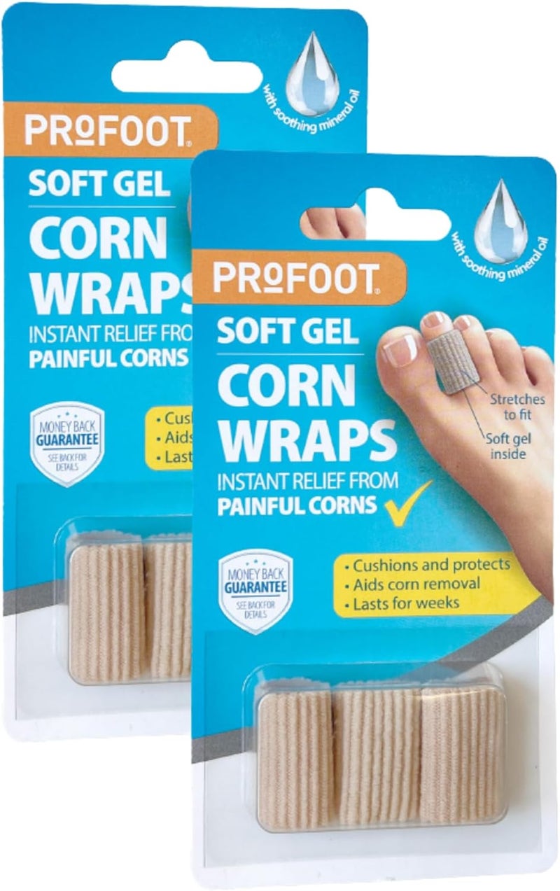 Profoot Soft Gel Corn Wraps Instant Relief from Painful Corns Cushions and Protects Contains Soft Gel Reduces Pressure and Friction Contains 3 Washable Reusable Toe Wraps 2 Pack - Image 1