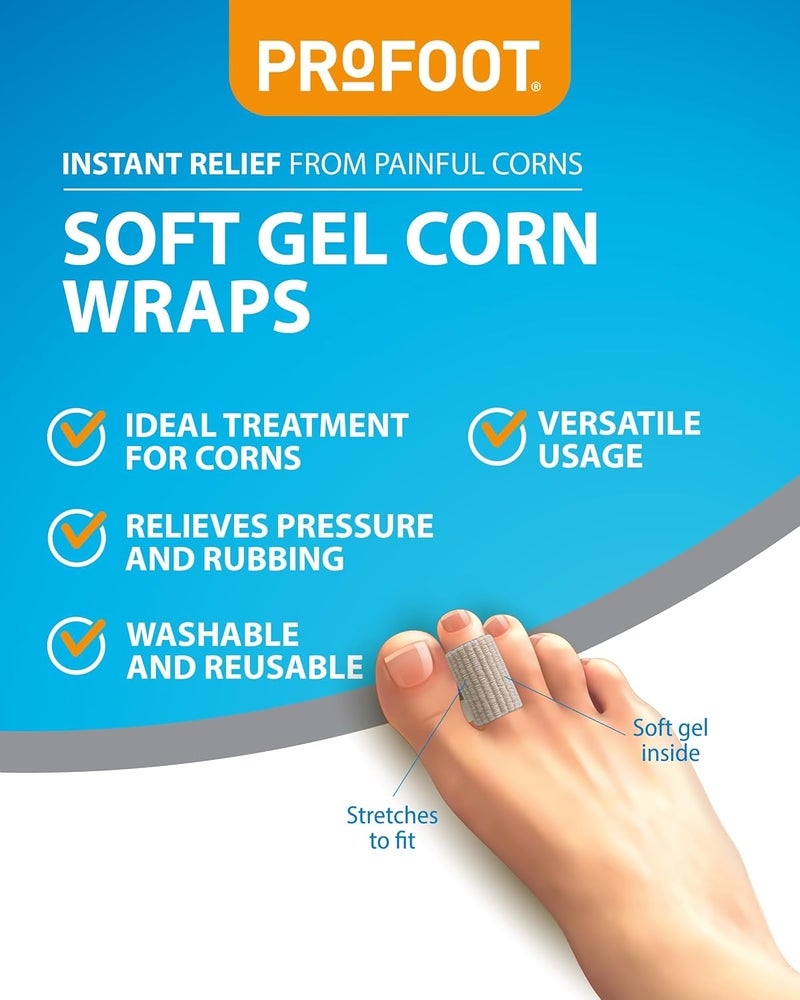 Profoot Soft Gel Corn Wraps Instant Relief from Painful Corns Cushions and Protects Contains Soft Gel Reduces Pressure and Friction Contains 3 Washable Reusable Toe Wraps 2 Pack - Image 2