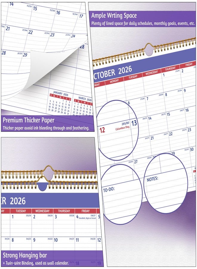 BowCuk Wall Calendar 2026-2027 - Use Now to Jun 2027, 18 Monthly Calendar 2026-2027 Wall, 14.57'' x 11.42'', 2026 Calendar with Ruled Blocks, Thick Paper, Holidays, To-do ＆ Notes, Amply Writing Space - Image 5