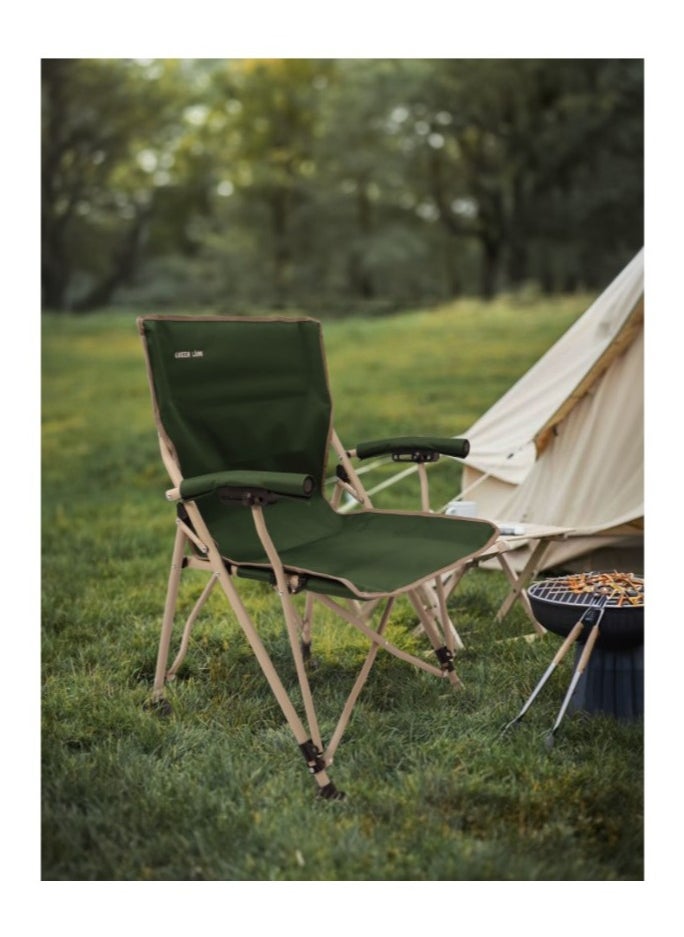 GREEN LION Outdoor Camping Chair with Carrying Bag Easy to Carry / Camp Friendly / Bottle Holding Pocket / Fabric Oxford 600D Material / 150KG Load Capacity / High Load Capacity / High Quality Material / Foldable Design / Reliable Structure / Durable / Enjoy Camping / Travel Chair  - Dark Green  - Image 3