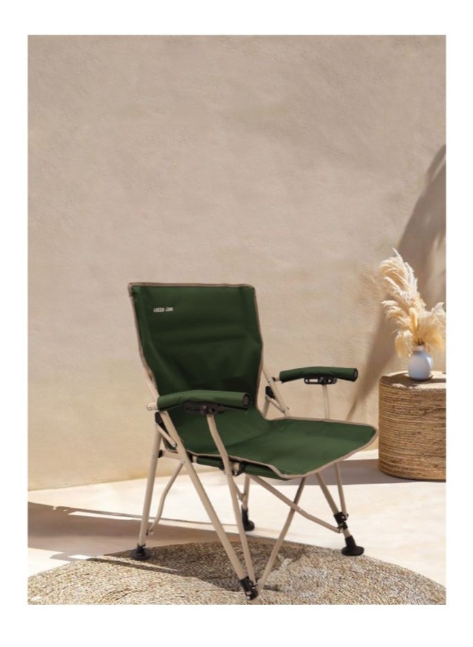 GREEN LION Outdoor Camping Chair with Carrying Bag Easy to Carry / Camp Friendly / Bottle Holding Pocket / Fabric Oxford 600D Material / 150KG Load Capacity / High Load Capacity / High Quality Material / Foldable Design / Reliable Structure / Durable / Enjoy Camping / Travel Chair  - Dark Green  - Image 2