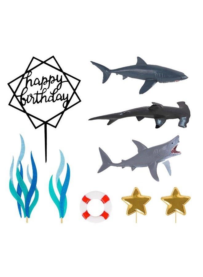 BANBALLON 9 Pack Shark Cake Topper Shark Figurines Decoration for Kids Baby Shower Ocean Theme Birthday Party - Image 2