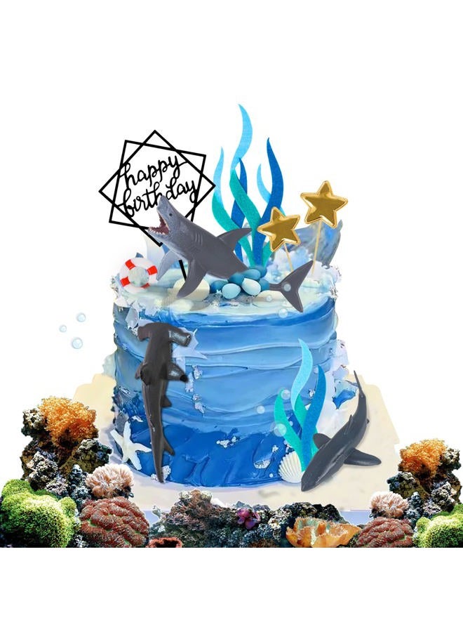 BANBALLON 9 Pack Shark Cake Topper Shark Figurines Decoration for Kids Baby Shower Ocean Theme Birthday Party - Image 1