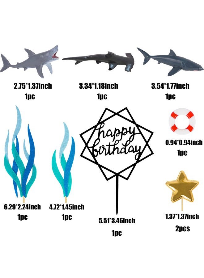 BANBALLON 9 Pack Shark Cake Topper Shark Figurines Decoration for Kids Baby Shower Ocean Theme Birthday Party - Image 3