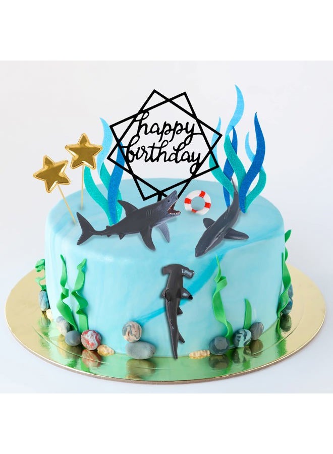 BANBALLON 9 Pack Shark Cake Topper Shark Figurines Decoration for Kids Baby Shower Ocean Theme Birthday Party - Image 4