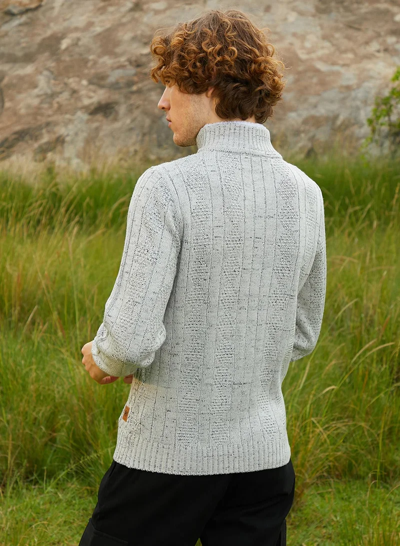 CAHOOT  Men's Grey Heathered Cable Knit Sweater for Men | Best Price UAE