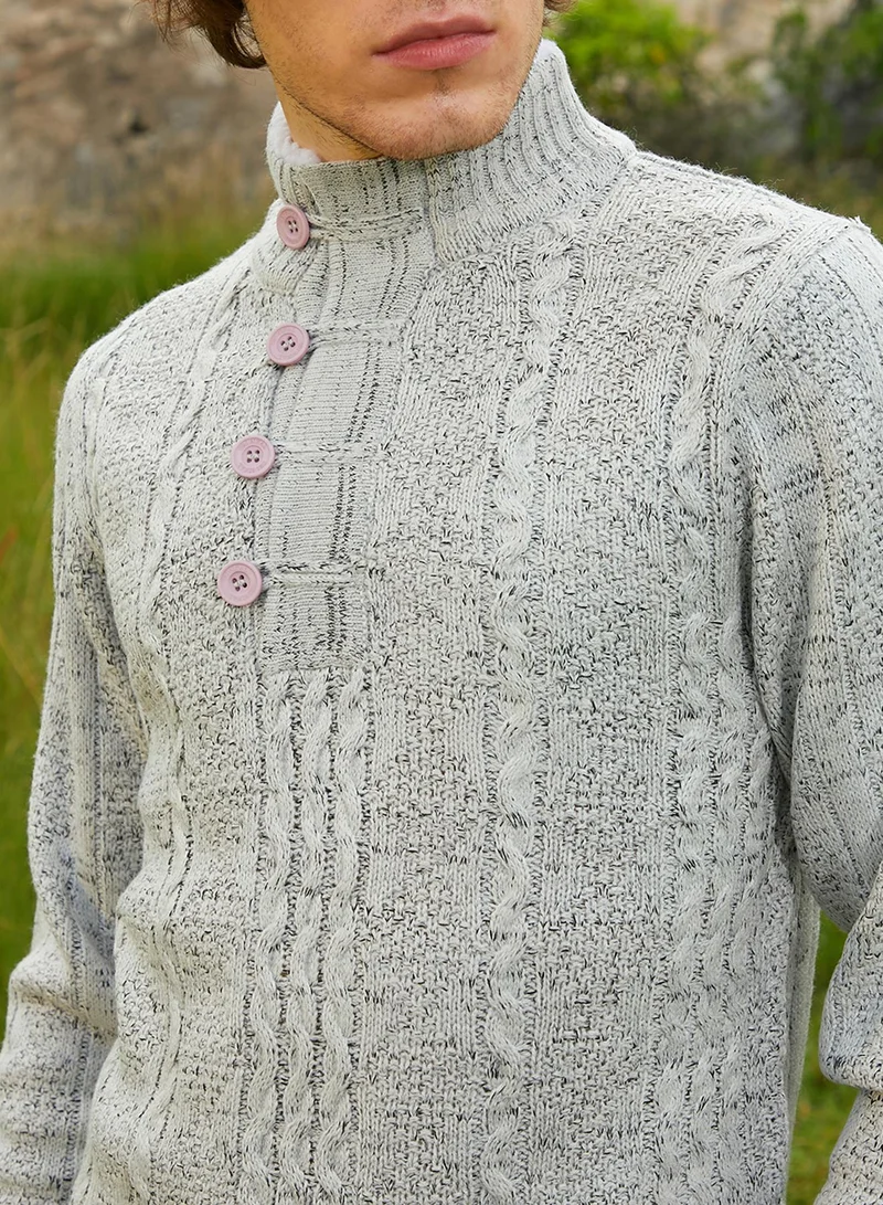 CAHOOT  Men's Grey Heathered Cable Knit Sweater for Men | Best Price UAE