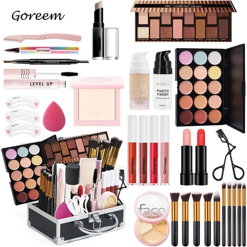 TT Makeup and makeup plate set combination, Amultifunctional makeup set- eye shadow plate, lip gloss, lipstick, concealer, powder blusher, eyeliner pencil eyebrows TT - Image 2