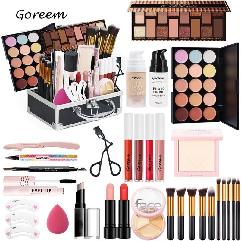 TT Makeup and makeup plate set combination, Amultifunctional makeup set- eye shadow plate, lip gloss, lipstick, concealer, powder blusher, eyeliner pencil eyebrows TT - Image 3