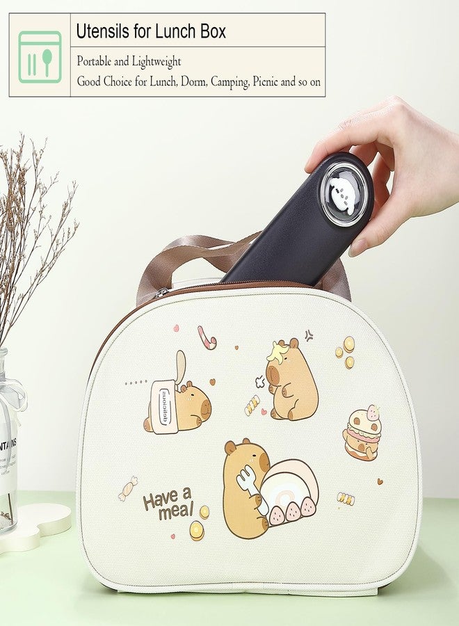 DEVICO Travel Utensils with Case Cute, Reusable Silverware for Lunch, Portable Cutlery Set, 18/8 Stainless Steel Fork Spoon Chopsticks in Cartoon Case, Dishwasher Safe - Image 4