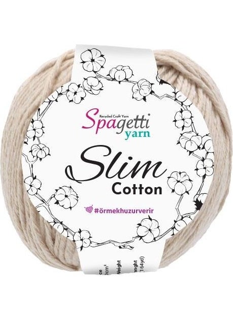 Spagetti Yarn Spaghetti Yarn Light Beige Slim Cotton (50 Gr) 