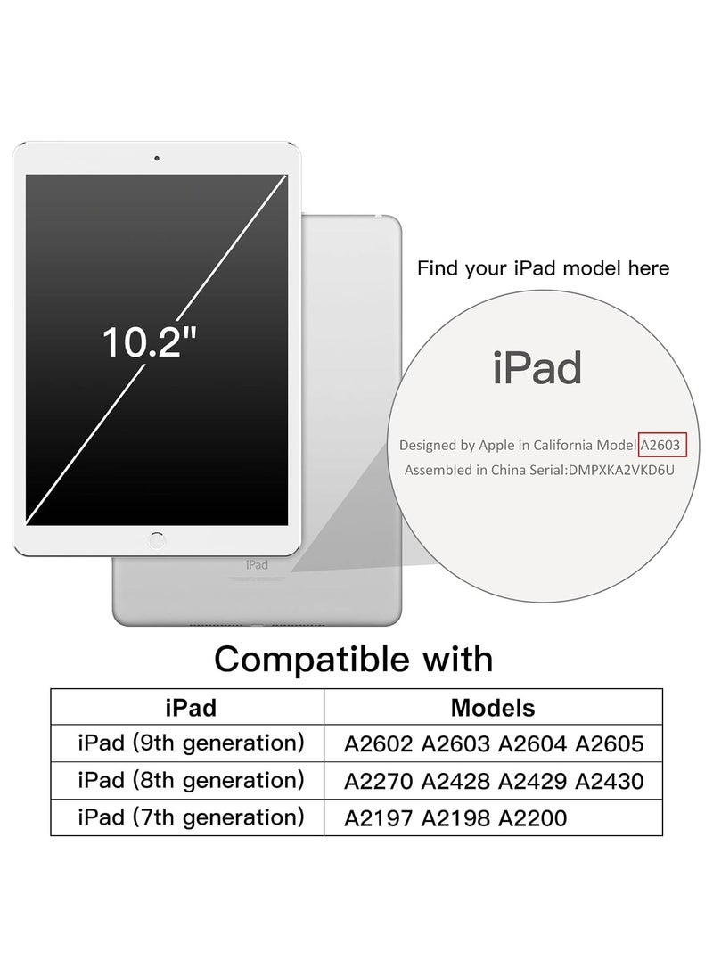 Case for iPad 9th Generation (10.2-Inch) (9th/8th/7th Generation, 2021/2020/2019) with Pencil Holder, Clear Transparent Back Shell Slim Stand Shockproof Tablet Cover, (Light Blue)