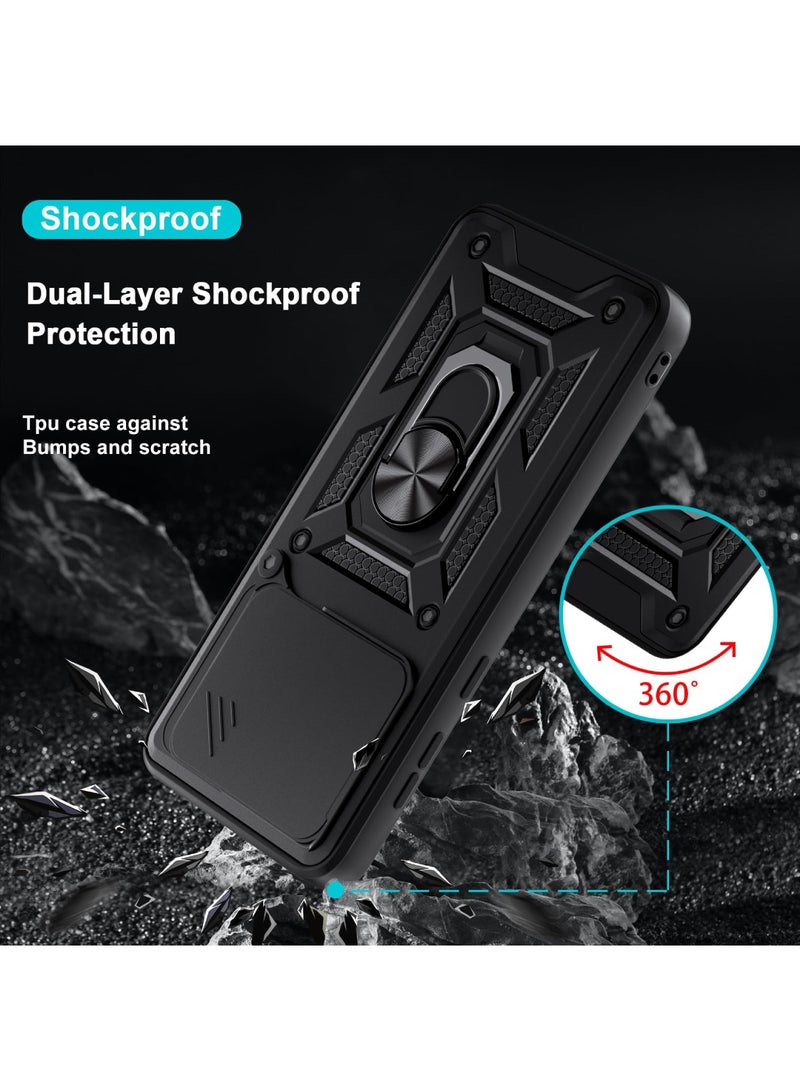 Adando [1+2] Mobile Phone Case for Xiaomi Redmi Note 15 Pro 5G (Not for 4G) with 2 Protective Films, Camera Protection Case with 360 Degree Ring Stand Shockproof Scratch-Resistant Tough Armor Protective Case (Black) - Image 5