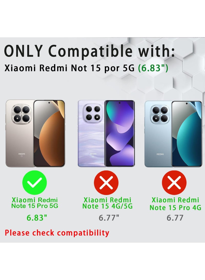 Adando [1+2] Mobile Phone Case for Xiaomi Redmi Note 15 Pro 5G (Not for 4G) with 2 Protective Films, Camera Protection Case with 360 Degree Ring Stand Shockproof Scratch-Resistant Tough Armor Protective Case (Black) - Image 2