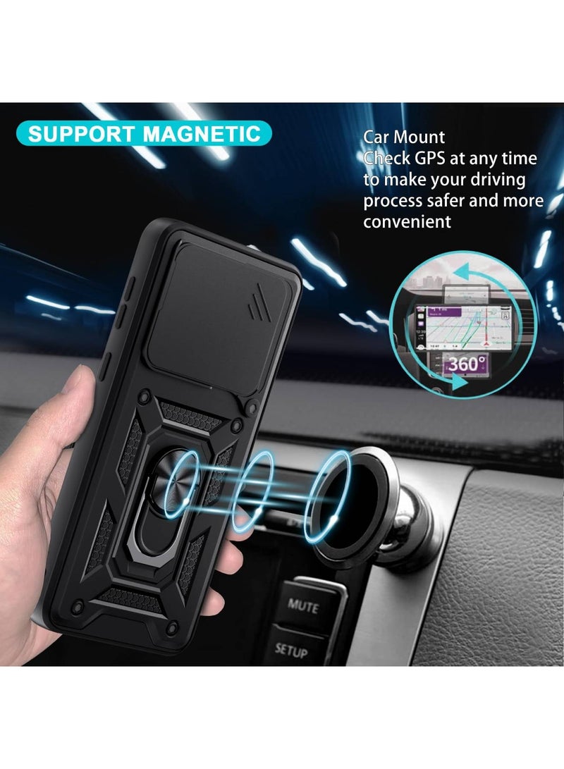 Adando [1+2] Mobile Phone Case for Xiaomi Redmi Note 15 Pro 5G (Not for 4G) with 2 Protective Films, Camera Protection Case with 360 Degree Ring Stand Shockproof Scratch-Resistant Tough Armor Protective Case (Black) - Image 4