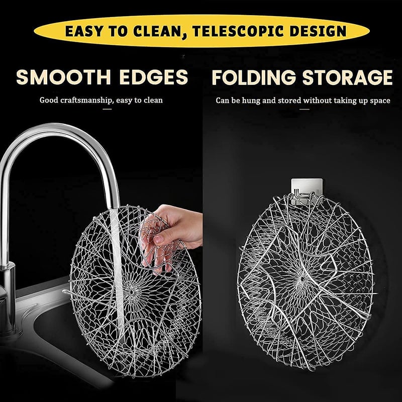 Martvia Foldable Stainless Steel Deep Fry Basket MultiFunction Poaching Boiling Deep Frying Basket Household Folding Draining Basket Draining Oil Scoop French Fries ColanderFruit Vegetable Basket - Image 4