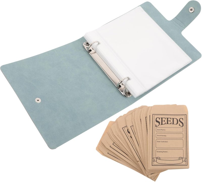 Green Plant Organizer Binder Set With Resealable Pouches And Clear Sheet Protectors For Gardening Supplies - Image 1
